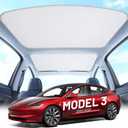 Roof Sunshade for Tesla Model 3 2019-2023 Accessories [No Gaps, Never Sag] Heat Insulation & Interior Sun Protection UV Block Foldable Glass Sunroof Shading Cover for Model 3, Tesla Interior Gray
