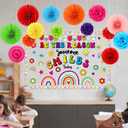 Pajean Be The Reason Someone Smiles Today Bulletin Board Decorations Set Rainbow Classroom Decorations with 3D Paper Fans Flower Ball Colorful Smile Face Motivational Welcome Back to School Cutouts