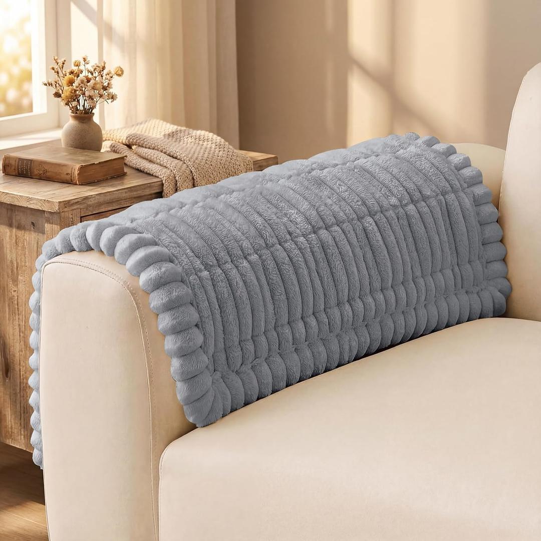 decorUhome Fuzzy Pet Couch Cover for Dogs, Non-Slip Sofa Covers for Sofa Couch Arm, Soft Thick Furniture Couch Protector, Washable Sofa Slipcovers, Grey, 27.6" x 27.6"