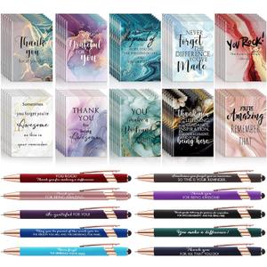 Kosiz 120 Pcs Employee Appreciation Gifts Bulk for Vet Tech Coworkers Bulk Inspirational Small Notebooks with Thank You Pens for Women Boss Medical Assistant Customer Service Staff Office Supplies