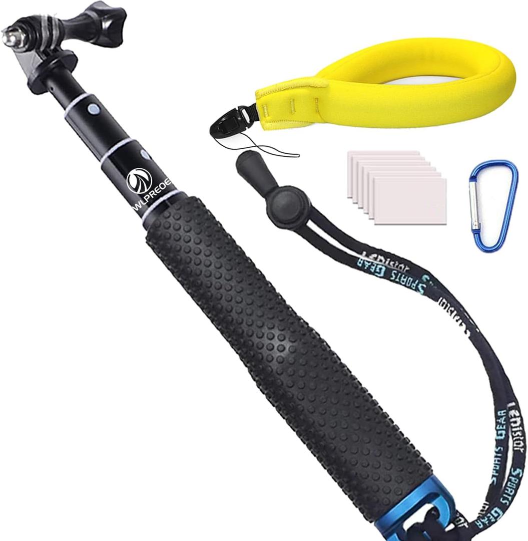 Selfie Stick + Camera Float Accessories Kit for GoPro,19 Waterproof Hand Grip Extension Portable Adjustable Monopod Pole for GoPro Hero 13 12 11 10 9 8 MAX 7 Black Silver White/6/5 Black/5S