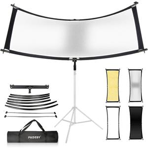 FUDESY Clamshell Light Reflector/Diffuser,67"x24" Curved Photography Lighting Reflector for Photo Video Studio Shooting with Black/Silver/White/Gold Reflectors,Carry Bag