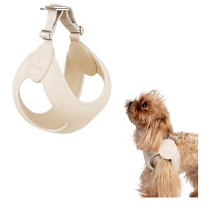 Ultra Comfortable Dog Harness Adjustable Soft Dog Vest, Alloy Buckle Closure Lightweight Stretchy Puppy Harness Step in for Small Sized Dogs Walking Training (Linen, M)