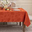 Softalker Fall Jacquard Tablecloth - Thanksgiving Maple Leaves Rectangle Table Cover, Autumn Harvest Waterproof Table Cloths Decor for Holiday, Dining, Party - Burnt Orange 60 x 120 Inch