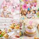 25PCS Moon Baby Bear Cupcake Topper and Bear Acrylic Cake Topper, Jungle Animal Theme Cupcake Party Supplies for Baby Shower Decorations Newborn Party Supplies (Pink)