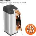 iTouchless 13 Gallon Pet-Proof Sensor Trash Can with AbsorbX Odor Filter Kitchen Garbage Bin Prevents Dogs & Cats Opening Lid, Stainless Steel plus PetGuard, Battery and AC Adapter (Not Included)