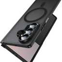 Magnetic for Samsung Galaxy Z Fold 7 Case [Compatible with MagSafe] Slim Translucent Matte Hard Back Cover & Soft Bumper, Fold7 Silicone Shockproof Phone Case, Black