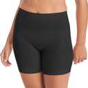 Maidenform Women's Tame Your Tummy Booty Lift Shorty, Cool Comfort Control Top Shapewear Shorts (Black) S