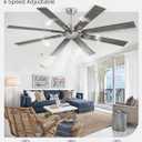 65 Inch Brushed Nickel Modern Ceiling Fan No Light with Remote, Outdoor Ceiling Fans Without Light with Quiet Reversible DC Motor, 6 Speeds, 8 Blades Large Ceiling Fan for Patios, Living Room, Garage