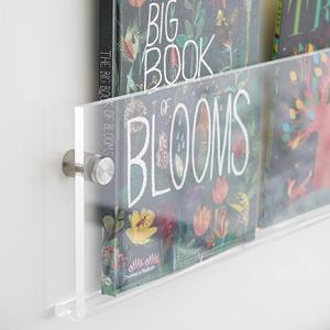 4-Pack 24" Acrylic Magazine Holder Vinyl Records Holder, Display Floating Bookshelves Wall Mounted, Hanging Nursery Book Shelves for Waiting Room, Living Room, Office
