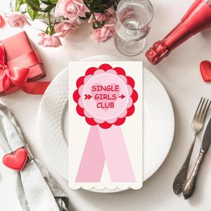 Colarr 100 Pack Galentines Day Guest Napkins Disposable Single Girls Club Hand Towel Paper Napkins 4.25 x 7.75 Inch Valentines Single Girls Decorative Napkin for Galentine Day Valentine Party Supplies
