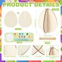 Wenqik 40 Pcs DIY 3D Easter Eggs Wood Crafts to Paint, Unfinished Wooden Cutouts Ornaments with 12 Colors Paint 2 Brushes 1 Palette, Classroom Activity Hanging Decoration Basket Stuffers, 12 Sets
