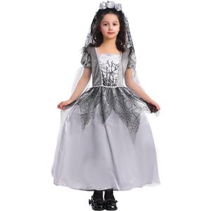 Girl Ghost Bride Costume Halloween Kids Fancy Dress (S(4-6Y))