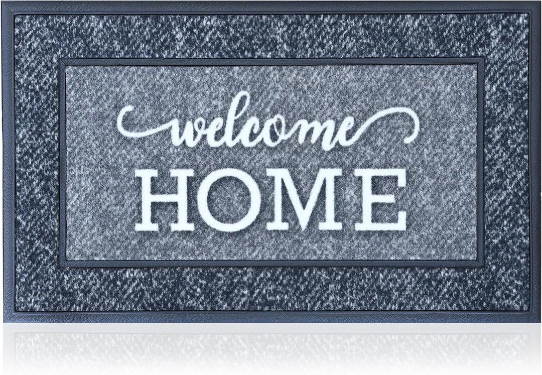 Extra Durable, Superior Absorption, Front Door Mat for Outdoor & Indoor - Welcome Mat for Entryway, Entrance, Patio, Porch - Waterproof, Non-Slip Backing, Coarse Fibers (Welcome Home,18x30)