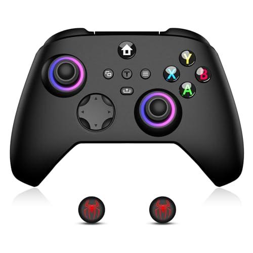 Fisherg Wireless Controller Compatible With Xbox One, Xbox Series X/S, Xbox One X/S, PC, 2.4GHz Gamepad With RGB LED Light, Black