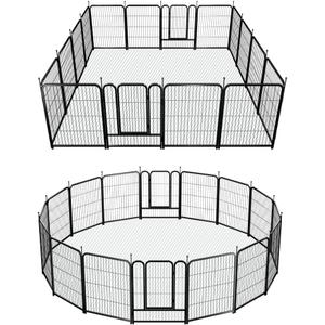 PawGiant Heavy Duty Metal Dog Fence Playpen, 32" Tall 16-Panel Pet Enclosure for Small/Medium Dogs, Indoor/Outdoor, Easy Assemble, RV Camping, Yard, Garden, Secure Play Area, Adjustable Shape & Size