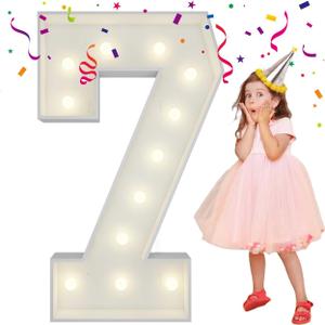 4FT Light Up Numbers Letters, Mosaic Numbers for Balloons, Marquee Light Up Letters, Giant Mosaic Balloon Number 7 for 17th Birthday Decor for Girls, 70th Anniversary Decor, Balloon Arch Kit
