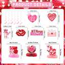 2 x Galentines Day Decorations for Party: Glitter Happy Galentines Day Banner Red Heart Garland No Boys Allowed Sign Hanging Swirls Honeycomb Centerpieces for Girls Night Party Decor