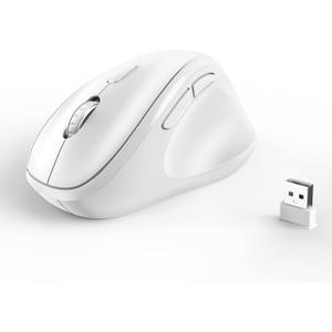 Ergonomic Wireless Mouse 2025 New Updated Smaller with USB-A Receiver for PC Computer, Laptop and Desktop, Ergo Mouse Vertical with Silent Clicks Long Battery Life, Up to 1600 DPI, White