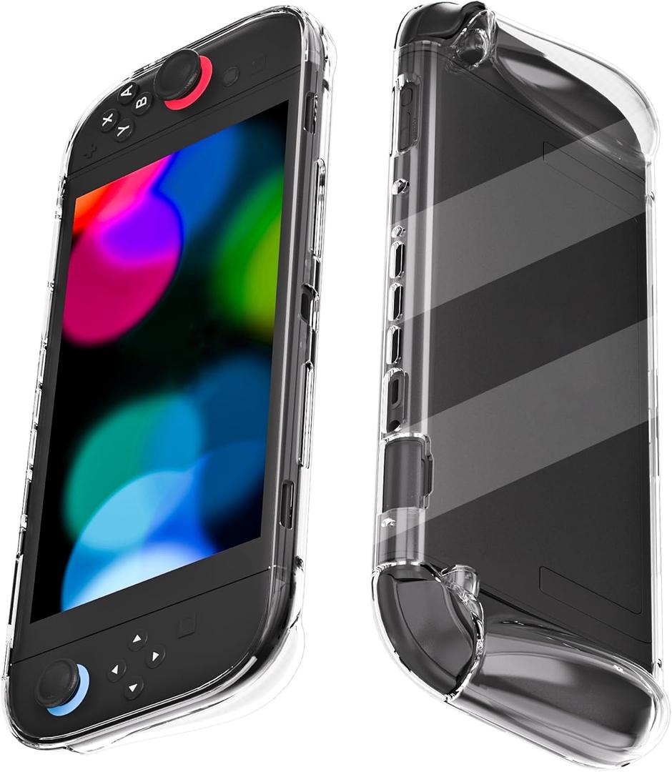 RHOTALL Clear Protective Case Cover for Nintendo Switch 2(2025), Soft TPU Crystal Transparent Protection Accessories Skin Shell with Ergonomic Comfortable Grip Design for Switch 2, Anti-Scratch