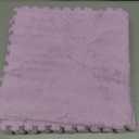 12pcs Carpet Squares Puzzle Floor Mat, Plush Interlocking Carpet Tiles, Anti Slip EVA Foam Jigsaw Floor Tiles, Build A Safe Area for Bedroom Playroom (White+Pink+Purple)