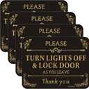 4 PCS Turn Lights off & Lock Door Sign, 5 x 4 Thick Acrylic Self-Adhesive Sign, Ideal for Restaurants, Bars, Hotels, and Airbnb, Easy to Install