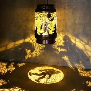 Glooglitter 1 Piece Bigfoot Solar Lanterns Outdoor Hanging Solar Lights Father's Day Gifts for Women Men Birthday Waterproof Lamp Metal Decorative LED Yard Decor for Yard Patio Garden Lawn Tabletop