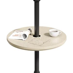 FONTOI Patio Adjustable Table Top, 14.8 Inch Black Tempered Tabletop with 1.6 Inch Umbrella Hole, Outdoor Umbrella Round Table Tray for Patio Table or Garden Use, Beige