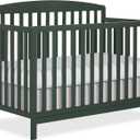 Dream On Me Odelle 5-in-1 Convertible Full-Size Baby Crib in Forest Green, GreenGuard Gold & BSA Converts to Toddler, Day & Full-Size Bed, Sustainable Pinewood, 3 Mattress Heights