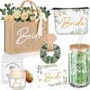 Hushee 6 Pcs Bride Gifts Set for Bachelorette Party, Bridal Shower Gifts Wedding Engagement Gift Newly Engaged Gifts for Bride to Be, Handbags, Cosmetic Bags, Tumbler, Candle, Card, Hair Scrunchies