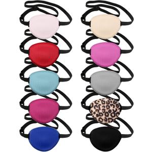 SATINIOR 10 Pieces Eye Patches Medical Adjustable Amblyopia Lazy Single Eye Patch for Left or Right Pink Black Red Eyes Silk Soft Single Pirate Costume Mask for Adults Women Kids Girls Men,10 Colors