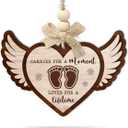 8 x Miscarriage Memorial 2 Layer Wood Ornament - Infant Loss, Stillborn Babies Remembrance Sympathy Keepsake for Mom, Dad, Parent, Family - Baby with Angel Wings, Comfort Pregnancy Loss Gift