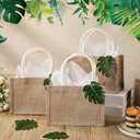 Paterr 12 Pcs Burlap Jute Tote Bag Bachelorette Gift Bag with Handle Tissue Paper Monstera Tag for Bridesmaid Party Favor