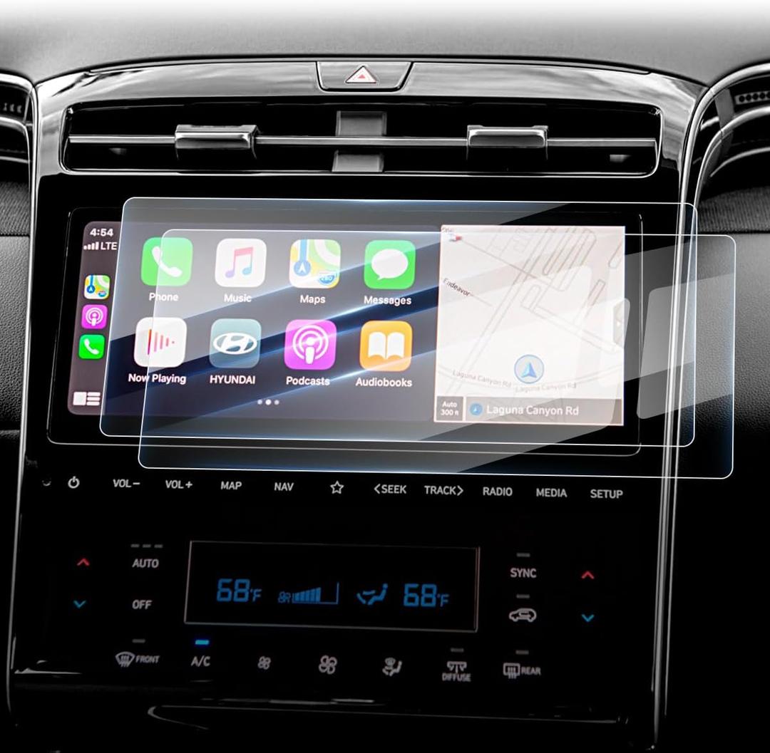 Karltys [Upgrade 2 Pack Screen Protector for 2022-2024 Hyundai Tucson/Santa Cruz 10.25-Inch Accessories [No Glare & Fingerprint] for Touchscreen Tempered Glass Navigation Protective Film