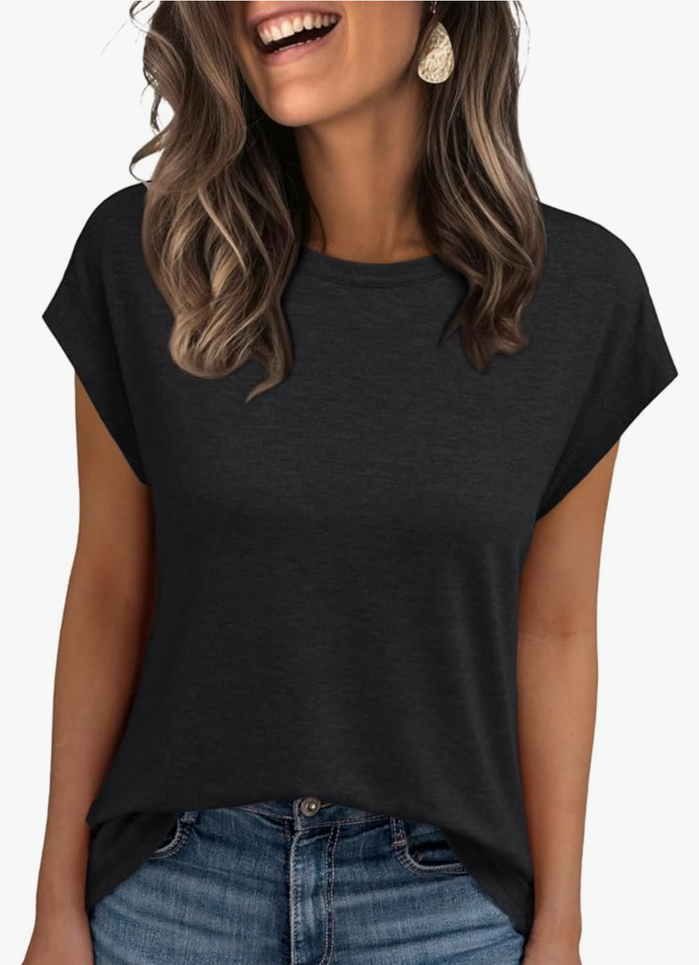 AUTOMET Womens Cap Sleeve Summer Tops T Shirts Business Casual Dressy Spring Fashion Outfits Cute Trendy Clothes 2025 M