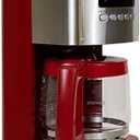 Kenmore Drip Coffee Maker - 12 Cup Programmable Cafe Machine With Glass Pot, Regular & Bold Brew, Auto Shut Off Large Water Reservoir, Reusable Filter, Kitchen Appliances, Red