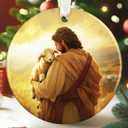 Christian Christmas Ornaments - Religious Christmas Ornaments for Women - Christian Gifts for Women - Catholic Bible Verse Jesus Inspirational Faith Baptism Jesus Lamb Ceramic Ornament