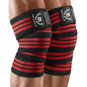 Mava Sports Knee Wraps (Pair) for Men & Women | Ideal for Cross Training, WODs, Gym Workouts, Weightlifting, Fitness & Powerlifting | Knee Straps for Squats | 72" Compression & Elastic Support (Red)