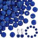PH PandaHall About 100pcs 10mm Blue Rhinestone Beads Blue Polymer Clay Crystal Bead Pave Disco Ball Clay Beads Round Diamond Bead for Necklace Bracelet Jewelry Making Party Decoration