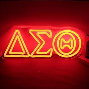 Tiabuy Delta Sigma Theta Neon Signs - Greek Paraphernalia for Women, 5V Power Neon Lights with Dimming for Sorority Party Decor, Graduation Gift 17*12inch