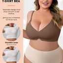 Plus Size V-Neck Wireless Bras for Women Seamless Everyday Bras U-Back Design W-Shaped Jelly Support Barlette 3XL Dark Brown (Brown, XXXL)