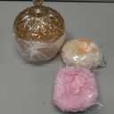 Tioncy 3 Pcs Large Body Powder Puff and Container Crystal Container Soft Washable Reusable Velour Face Body Glitter Wet Dry Makeup(Amber)