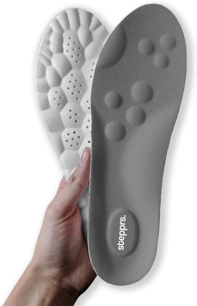 Original Stepprs Comfort Shoe Insoles for Men Women Adjustable Size 4D Memory Foam Cloud Soles Arch Support Improved Posture (Gray, US Men 8-13.5)