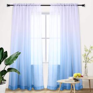 HUTO Ombre Sheer Curtain Gradient Semi Window Curtain for Girls Room Nursery Light Blue (95 inches, Set of 1 Panel)