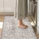 DEXI Kitchen Mats for Floor Cushioned, 23x35 Wide Runner Rug Non Slip, Waterproof Soft Comfort Standing Padded Anti Fatigue Decorative, Beige Grey