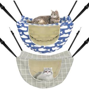 Jetec 2 Pieces Cat Cage Hammock Indoor Hanging Pet Bed Double Layer Hanging Cat Bed Bag Soft Kitten Hammock for Comfortable Two Level Cage Accessories for Spring, Summer, Winter, 2 Styles