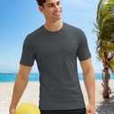 MAGCOMSEN Men's Rash Guard Swim Shirts UPF UV Short Sleeve Surf Water Shirt (Black, M)