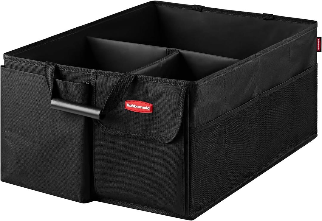 Rubbermaid Car Organizer, Collapsible Trunk Organizer, Multi-Compartment Car Storage Organization for Car Accessories, 3 Compartments Without Cover, 22.83"*16.54"*10.63"
