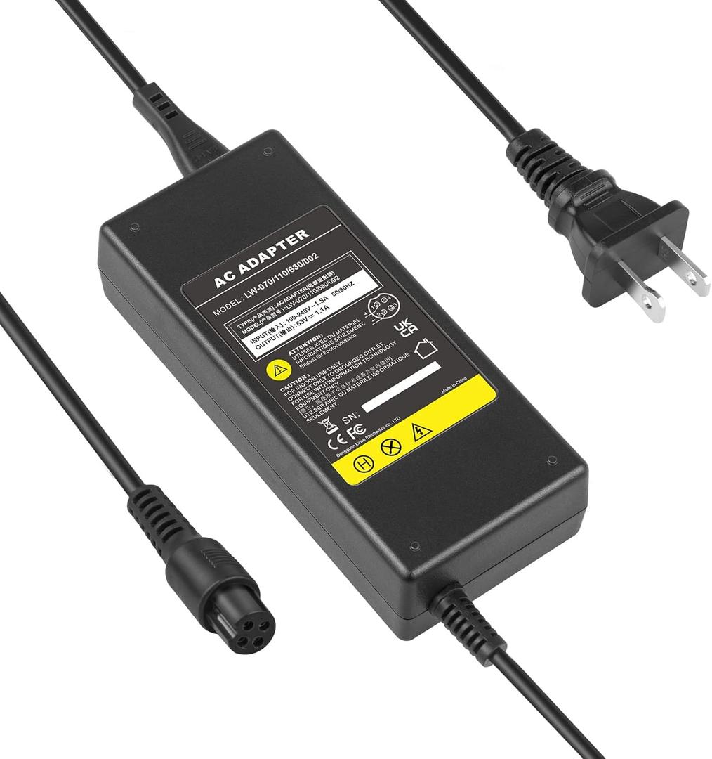 Fancy Buying 4 Prong Scooter Charger for Segway Ninebot S/S-MAX/Mini lite/Mini PRO, 63V 1.1A Compatible with Ninebot by Segway Go Kart Kit,Gokart PRO