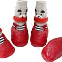 Dog Socks Boots Shoes for Cats - Non-Slip Soles, Adjustable Paw Socks - Fit for Indoor/Outdoor Use (Large, Red)